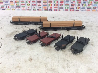 H0 Marklin 4512  Postwar  9 Log freight Cars TOP - Image 1 of 4