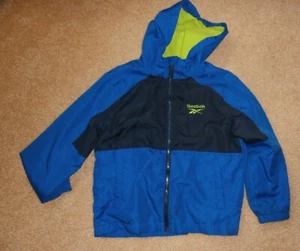 Reebok Jacket Boys sz 7 Blue/black Full Zip Hooded Soft Shell green Fleece lined - Picture 1 of 2