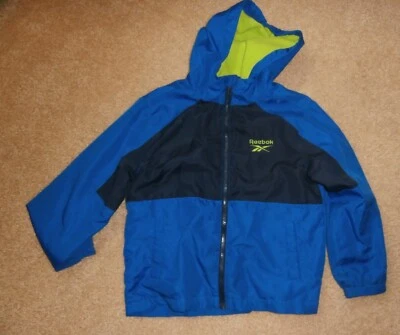 Reebok Jacket Boys sz 7 Blue/black Full Zip Hooded Soft Shell green Fleece lined - Image 1 of 2