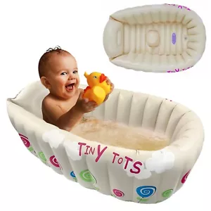 TINY TOTS INFLATABLE BABY HEAT TEMPERATURE SENSOR WASHING TRAVEL BATH SUPPORT  - Picture 1 of 10