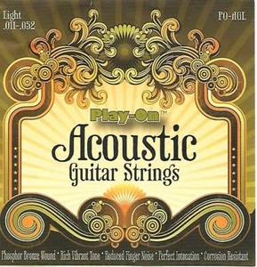 NEW PLAY-ON ACOUSTIC GUITAR STRINGS LIGHT GAUGE .011 -.052 PO-AGL - Picture 1 of 2