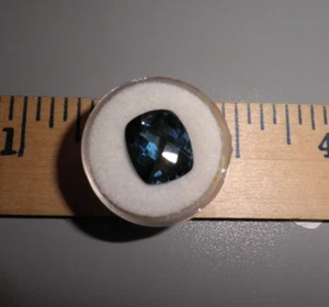 14x12 mm London Blautopas ausgefallen Kissenschnitt Schachbrett Oberteil lose W5390 - Bild 1 von 8