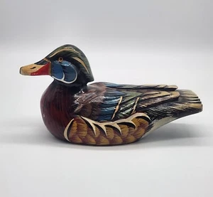 Señuelo de pato de madera tamaño 1/2 pintado a mano 2 agujeros en la parte inferior exc. Estado - Imagen 1 de 13