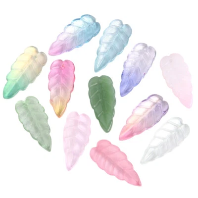 10pcs 24x10mm Leaf Petal Shape Lampwork Glass Loose Beads Top Drilled Pendants - Image 1 of 4