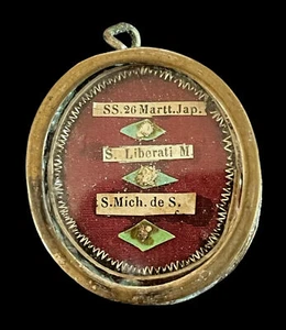 Klosterarbeit reliquie SS.26 MART.JAPONIENSIS,S.LIBERATI M.,S.MICHELIS DE 19.Jh. - Bild 1 von 3