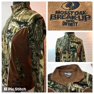 MOSSY OAK Women’s Small 4-6 INFINITY BREAKUP Camo Fleece 1/2 Zip Jacket Sweater - Picture 1 of 12