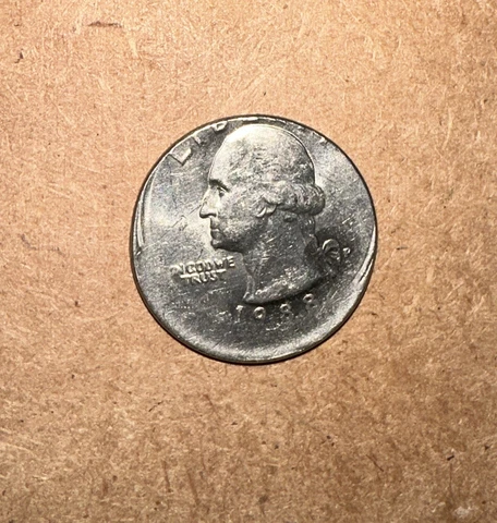 ERROR 1988 P Washington Quarter ANACS AU50 Struck 15% Off-Center Certified 25C Cover
