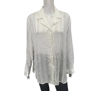 Maggie Barnes Womens Button Front Dressy Top 16W Plus Size 1X White Shirt - Picture 1 of 13