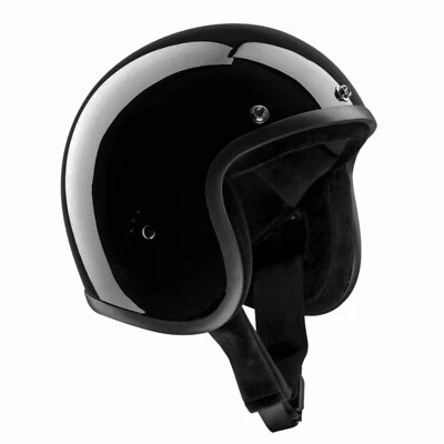 Bandit Helmets Jethelm glänzend schwarz Fiberglas Motorradhelm Klickverschluß - Image 1 of 4