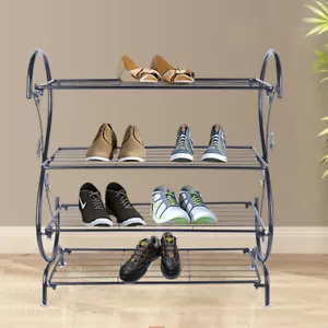 4-Tier Shoe Rack Metal Shoes Storage Shelf for Entryway Bedroom Closet Wardrobe - Picture 1 of 14