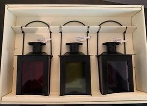 Pier 1 Imports Tea Light Hanging Lanterns Set of 3 Red Yellow Blue - NIB Pretty - Picture 1 of 5