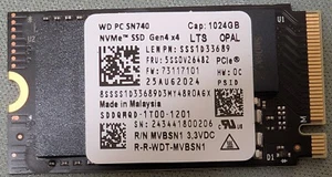 WD PC SN740 1TB SSD M.2 2242 PCIe Gen 4 x 4 OPAL with M.2 2280 Adaptor - Picture 1 of 4