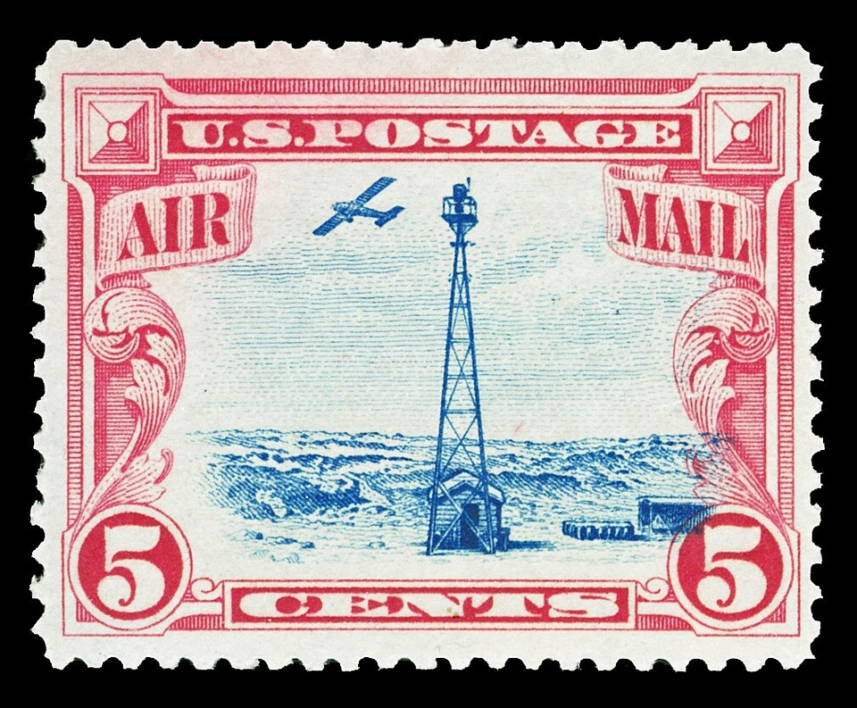 Scott C11 1928 5c Carmine & Blue Beacon Airmail Issue Mint F-VF OG NH Cat $10 - Image 1 of 1