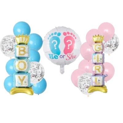 Kit de fiesta revelación de género rosa azul arco globo y confeti conjunto de decoración de baby shower Foto 1 de 4