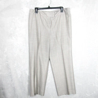 Escada Pants Womens 44 Gray Wool Silk Blend Plaid Dress Office Trousers Career - Image 1 of 4