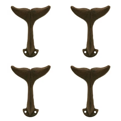 Juego de 4 tiradores de cajón o gabinete cola de ballena de hierro fundido Foto 1 de 2