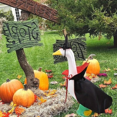 Per Prato Oca Halloween Strega Vestito Nero Mantello Rosso e Cappello Strega Cla - Immagine 1 di 4