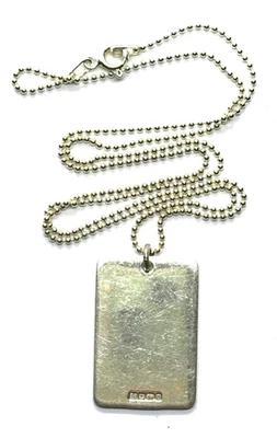 Vintage 1979 Sterling Silver Dog Tag Pendant on Ball Link Chain 7.2 grams - Image 1 of 4