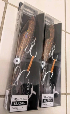 Lote de 2 señuelos de pesca Shimano Squid TP-ORCA Topwaters (OT160JESQ) Foto 1 de 4