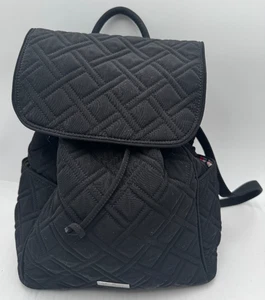 Vera Bradley Womens Handbag Black Quilted Drawstring Inner Pockets Backpack - Picture 1 of 9