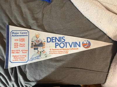 Vintage Denis Potvin NY Islanders 1980's 29" Pennant - Image 1 of 2