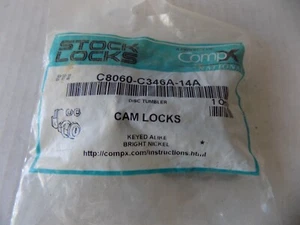 1 1/8"CAM LOCK KEYED ALIKE BY STOCK-LOCKS NICKEL NIB - Picture 1 of 2