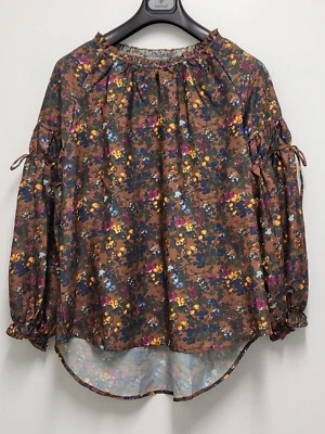 Top Kate & Mallory Mujer Grande Marrón Floral Ligero Cuello con Volantes Foto 1 de 4