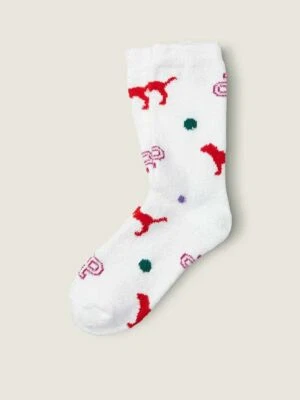 Calcetines acogedores con infusión de karité edición limitada rosa Victoria's Secret logotipo de perro Foto 1 de 4