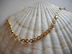 Sterling Silver Two Tone Gold Filled Pale Stones Topaz Citrine Bracelet 348878 - Picture 1 of 8
