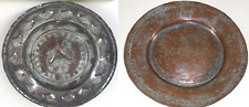 (2) Antique Crude Early Ottoman Turkish Hand Made Hammered Copper Dish Plates