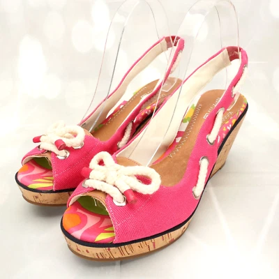 Sperry женщин верхний сидер слинга на танкетке каблуки туфли размер 9 М розовый W/бант веревки галстук - Изображение 1 из 4