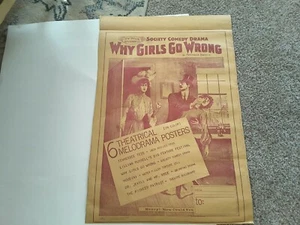 Vintage Theatre/Play Poster WHY GIRLS GO WRONG Wall Art Advertise Decor Collect - Picture 1 of 6