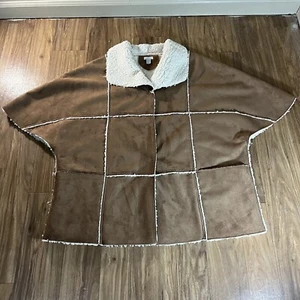 Chicos Poncho Top Womens 2/3 Brown Heavy Relaxed Fit Cover-Up - Picture 1 of 9
