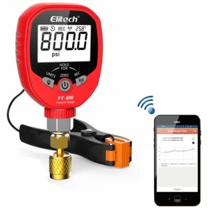 Elitech PT-800 Wireless Refrigeration Pressure Gauge HVAC A/C Manifold Gauge App - Picture 1 of 10