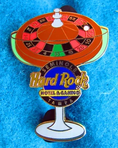 TAMPA HOTEL CASINO ROULETTE WHEEL BLACK WIN MARTINI GLASS Hard Rock Cafe PIN LE - Picture 1 of 1