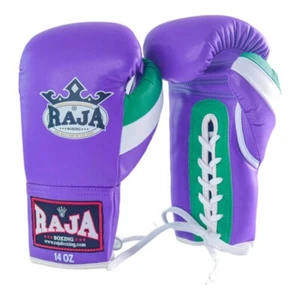 RAJA BOXING Gloves MMA Muay Thai Lace Up training Semi Leather Made TH, 12-18oz - Picture 1 of 13