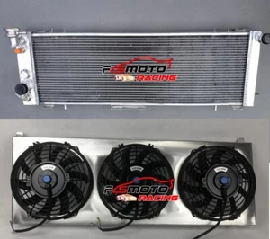 3 Core Radiator+Shroud+Fans For 1991-2001 Jeep Cherokee XJ/Comanche 2.5L 4.0L AT - Picture 1 of 11