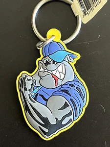 Vintage 2001 Muscle Bulldog Rubber Keychain Dog Key Ring 2.5X1.75" - Picture 1 of 3
