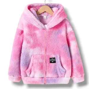 Girls Polar Fleece Jacket Full-Zip Thick Warm Outwear with Pockets Classic Jacke - Picture 1 of 4