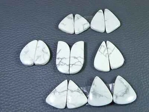 Natural Howlite Matching Pair 7Pcs Mix Cabochon Loose Gemstone Lot 20-26MM - Picture 1 of 9