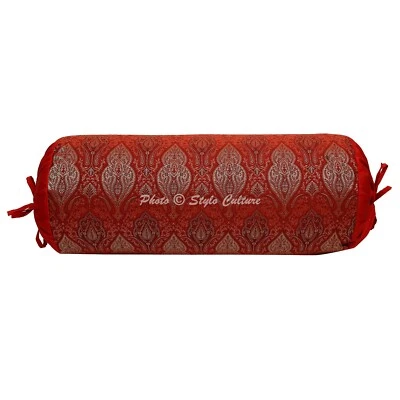 Art Decor Bolster Bolster Cover Brocade Jacquard Gypsy Cylinder Pillow For Neck - Image 1 of 4