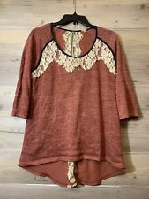 Gimmicks By BKE Women’s Sheer Lace Tunic Blouse  Large Red Hi-Low