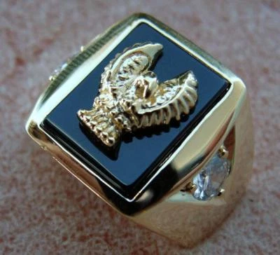 Anel Eagle preto ônix ouro 18k sobreposição tamanho 13 T3 - Imagem 1 de 2
