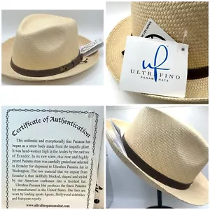 Cappello uomo Ultrafino 100% tessuto a mano Austral Fedora Panama paglia taglia 7 1/4 nuovo - Foto 1 di 11