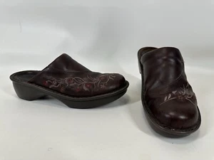 Naot Mule Shoes Womens Israel Madras Brown Embroidered Leather Size 40 9 US - Picture 1 of 9