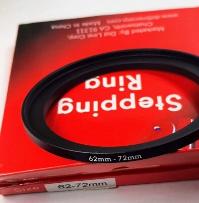 62-72mm Metal Step Up Stepping Lens Filter Adapter Ring 62mm-72mm E62-E72 62-72 - Image 1 of 4