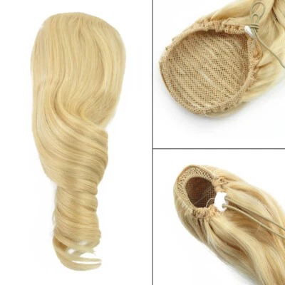 Wavy Hair Drawstring Clip in 100% Remy Human Hair Ponytail One Piece Hair Extens - Image 1 of 4