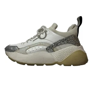 Auth stellamccartney - White Silver Synthetic Leather Glitter Women's Sneakers - Picture 1 of 6