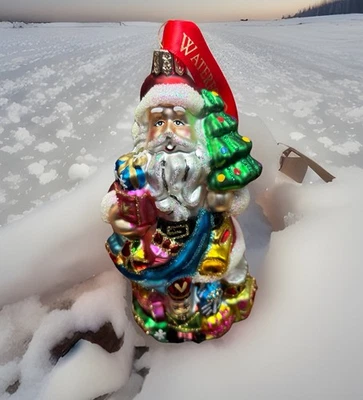 WATERFORD RELIQUIAS NAVIDEÑAS BOLSA DE REGALOS DE SANTA adorno de árbol de vidrio Foto 1 de 4