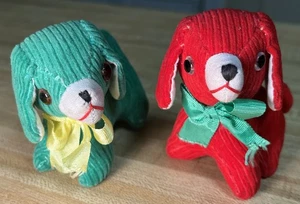Set 2 Ornamenti Natalizi Vintage Animali in Velluto a coste - Cani 🐶 🎄❤️💚 - Foto 1 di 9
